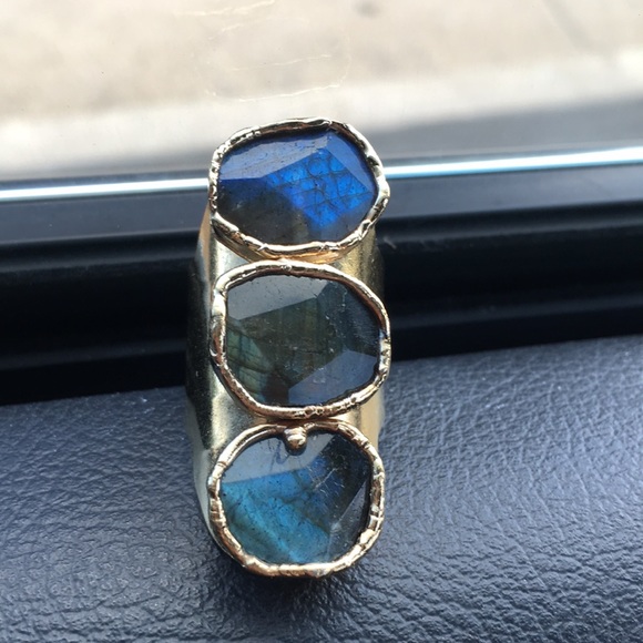 Love Tatum 24k gold adjustable ring w/ Labradorite - Picture 2 of 4